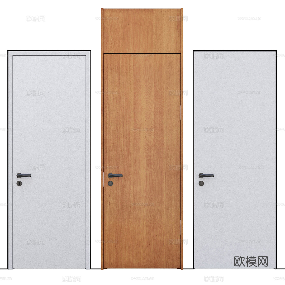 现代意式极简室内窄边框单开门3d模型下载（渲染图3）