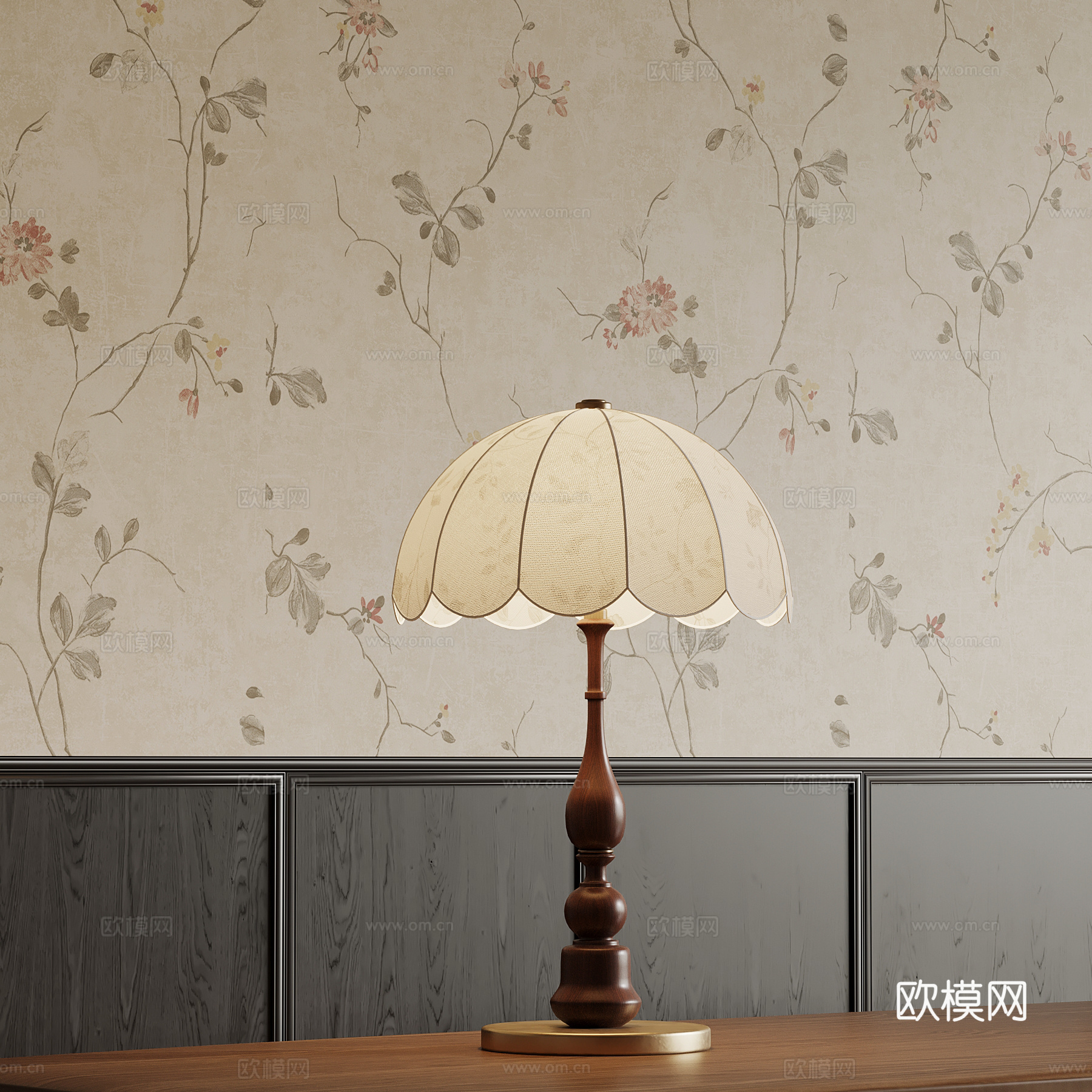 01法式中古风台灯3d模型