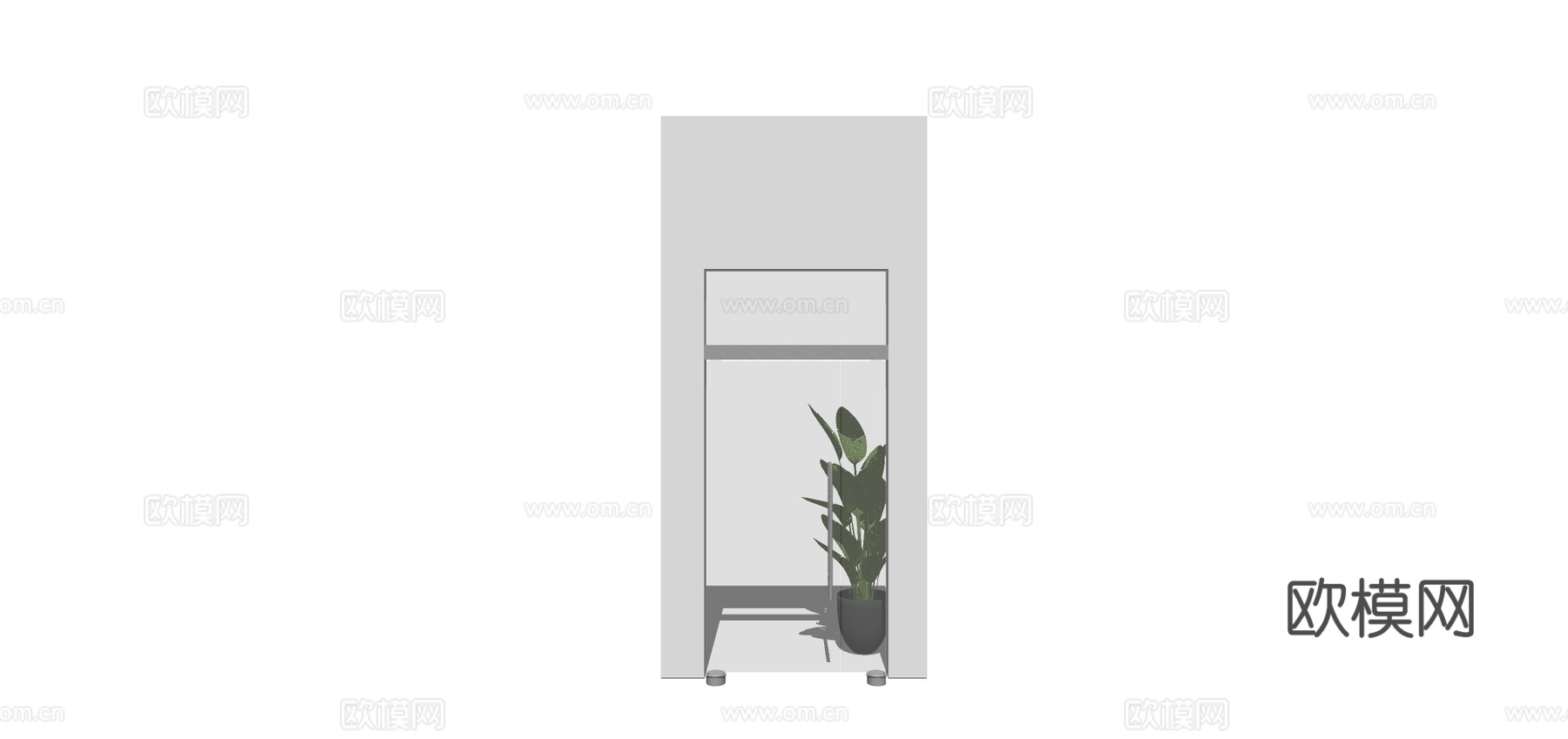 现代单开门玻璃门su模型下载