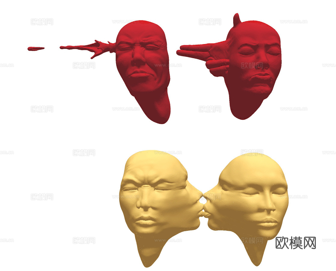 现代人脸雕塑su模型下载
