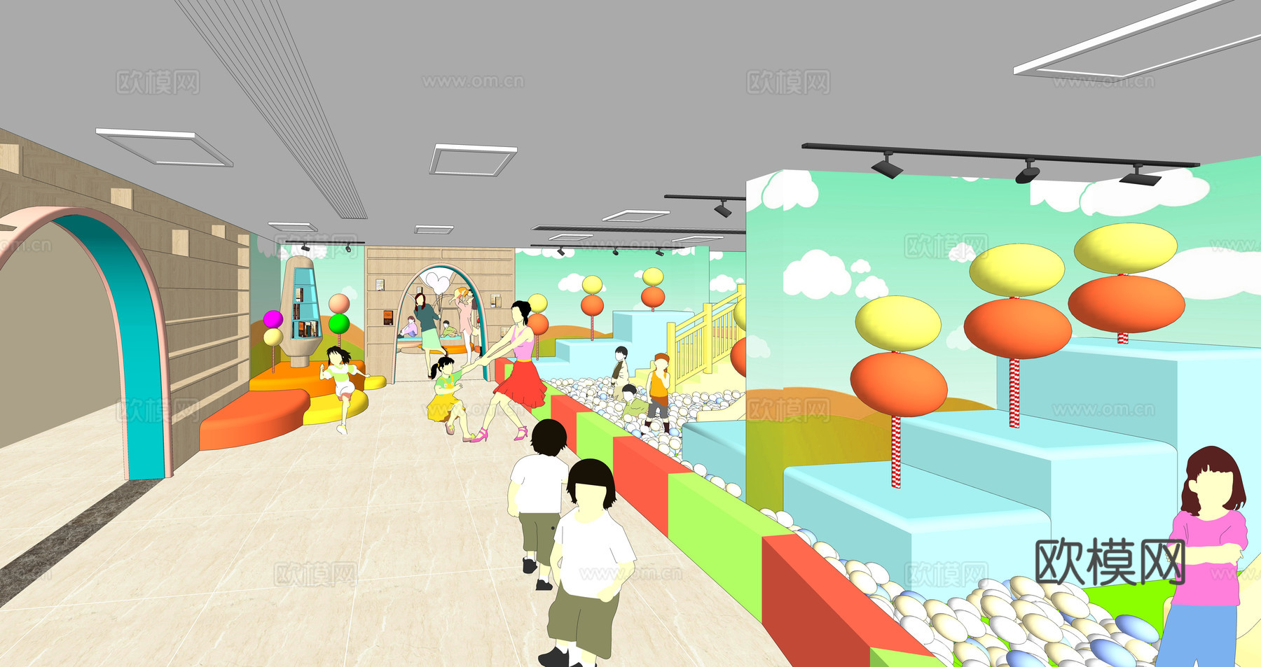 现代幼儿园su模型下载下载（渲染图1）