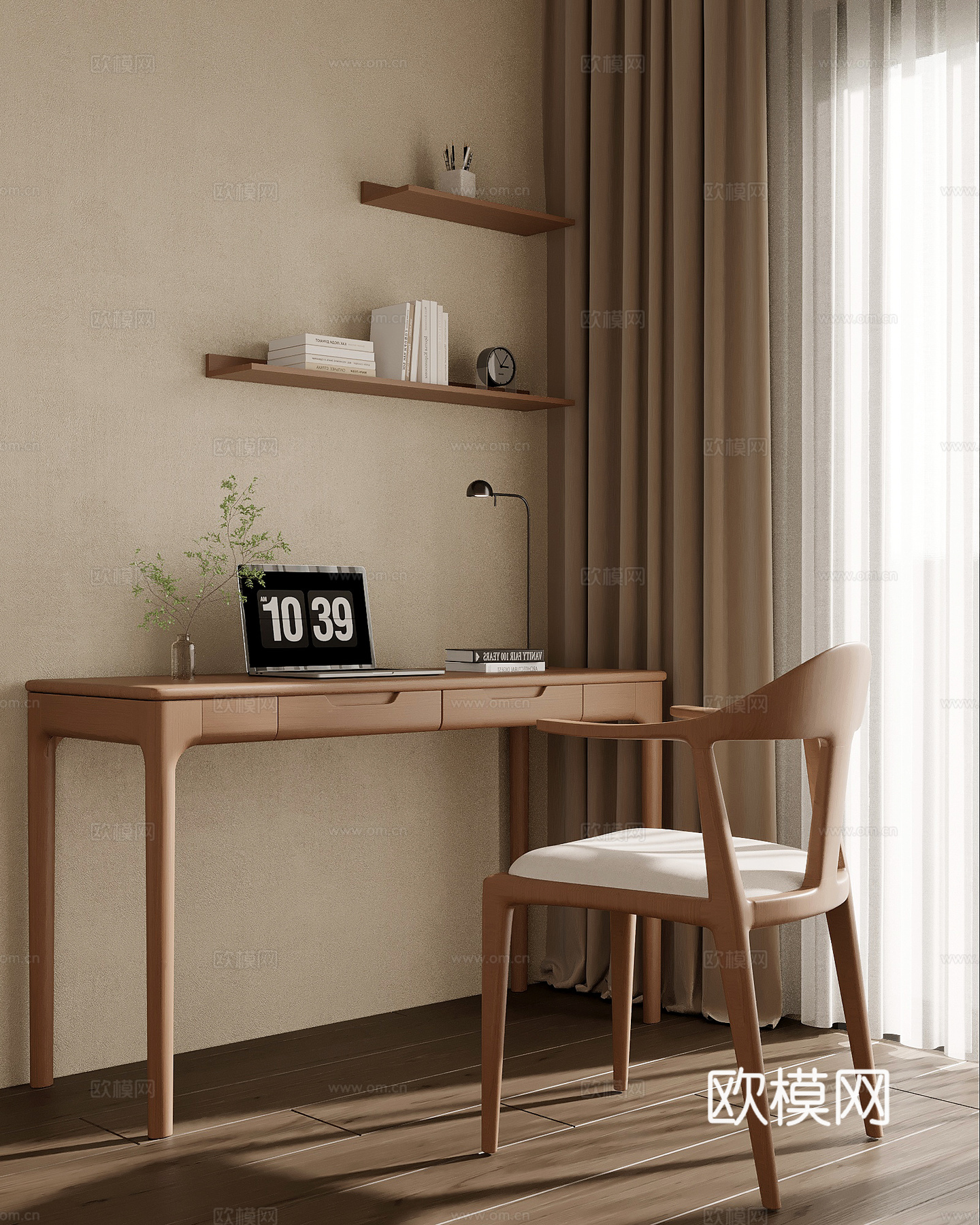 03书桌椅 中古风书桌椅3d模型