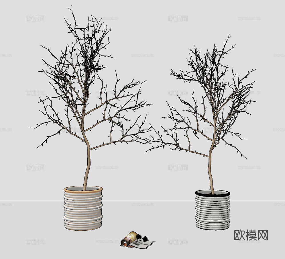 现代绿植盆栽su模型下载