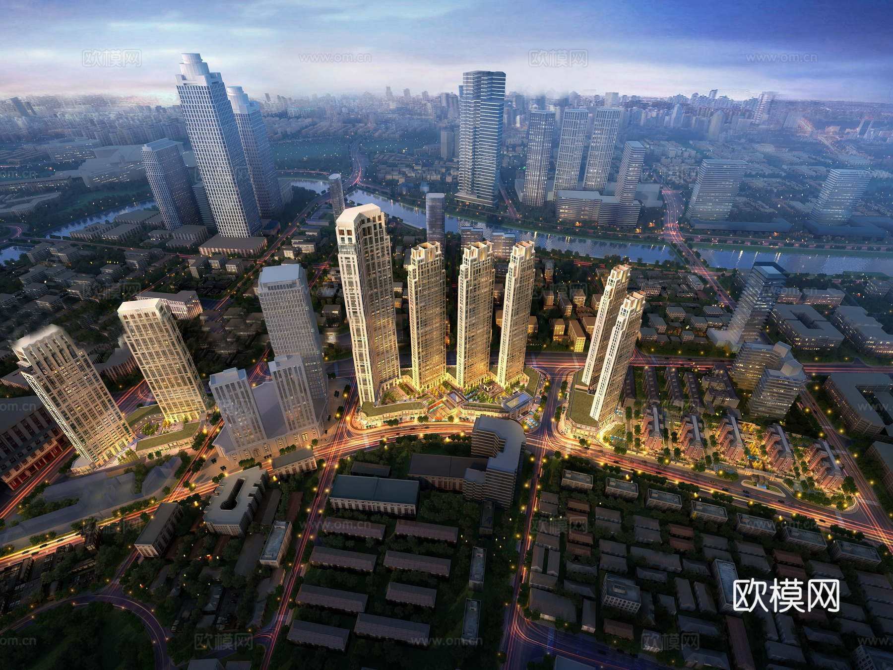 现代高层小区建筑外观su模型下载