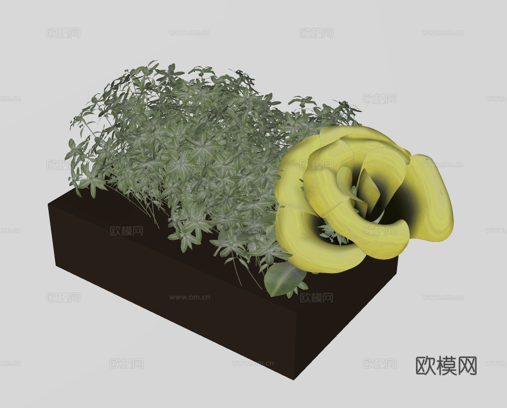 现代植物盆栽su模型下载