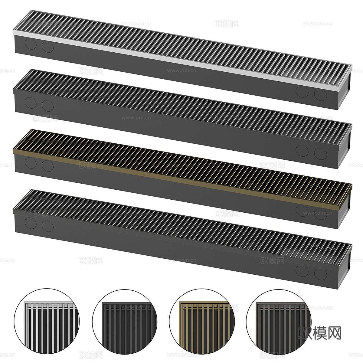 现代散热孔 对流器 出风口 条形地漏3d模型