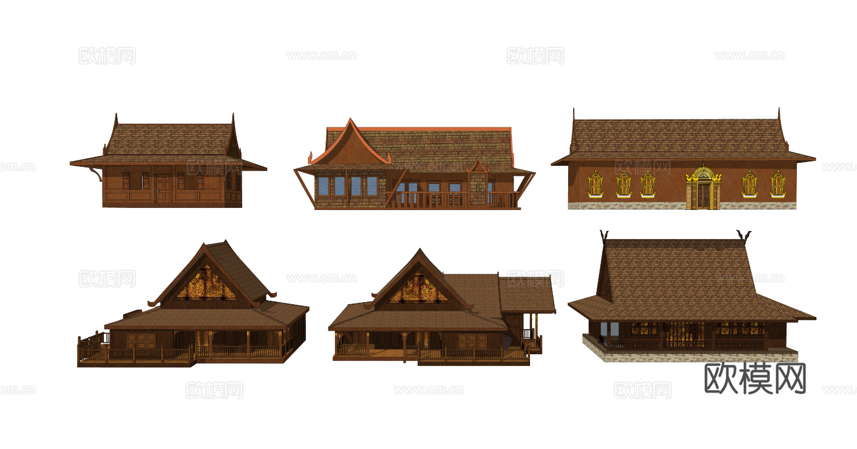 东南亚房屋建筑su模型下载
