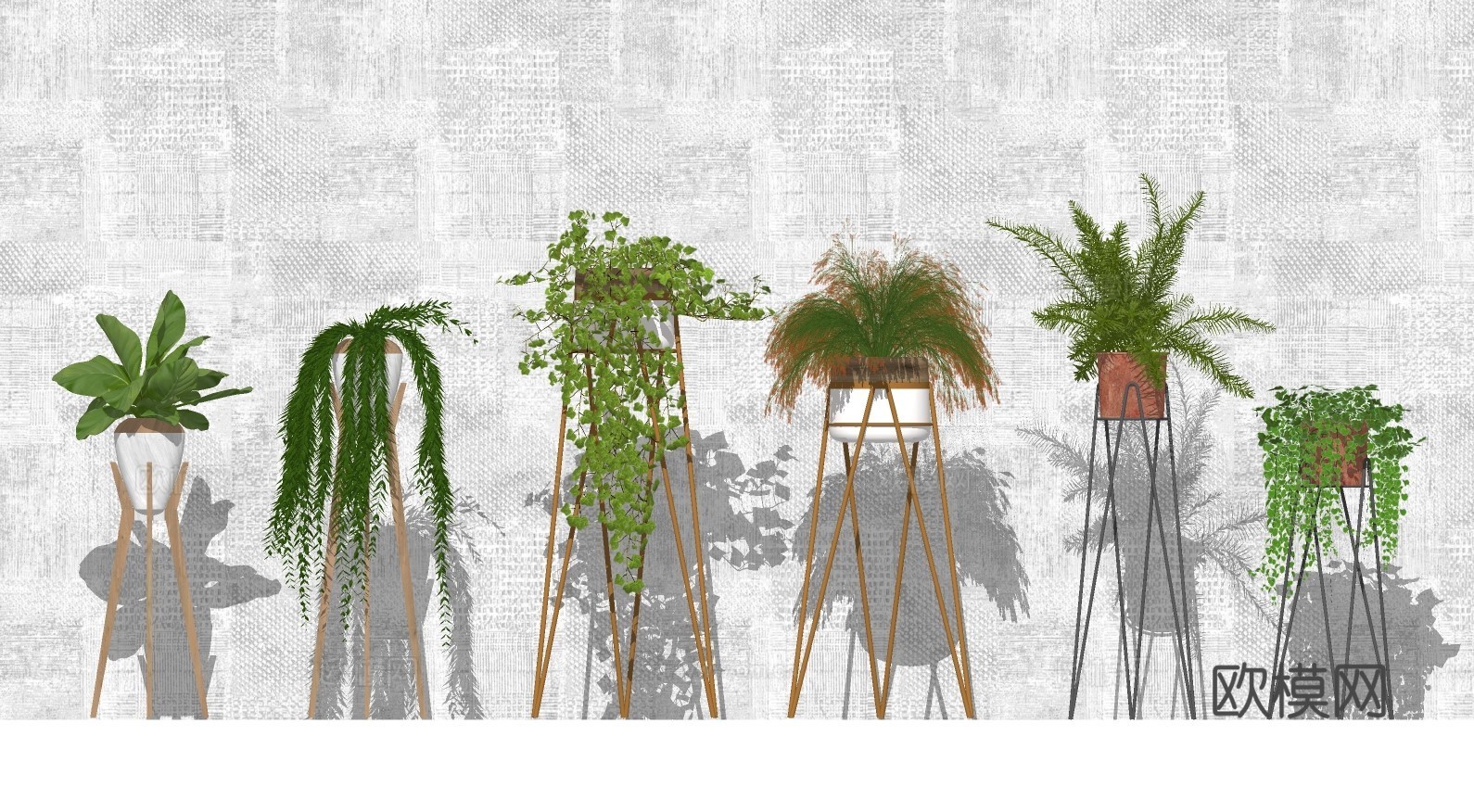 现代室内植物盆栽su模型下载