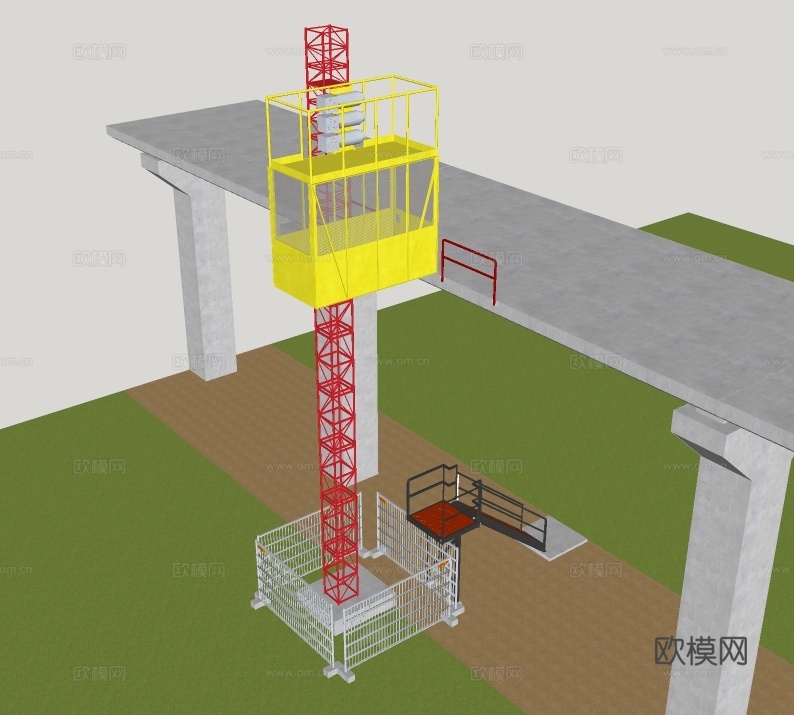 现代钢架升降机su模型下载
