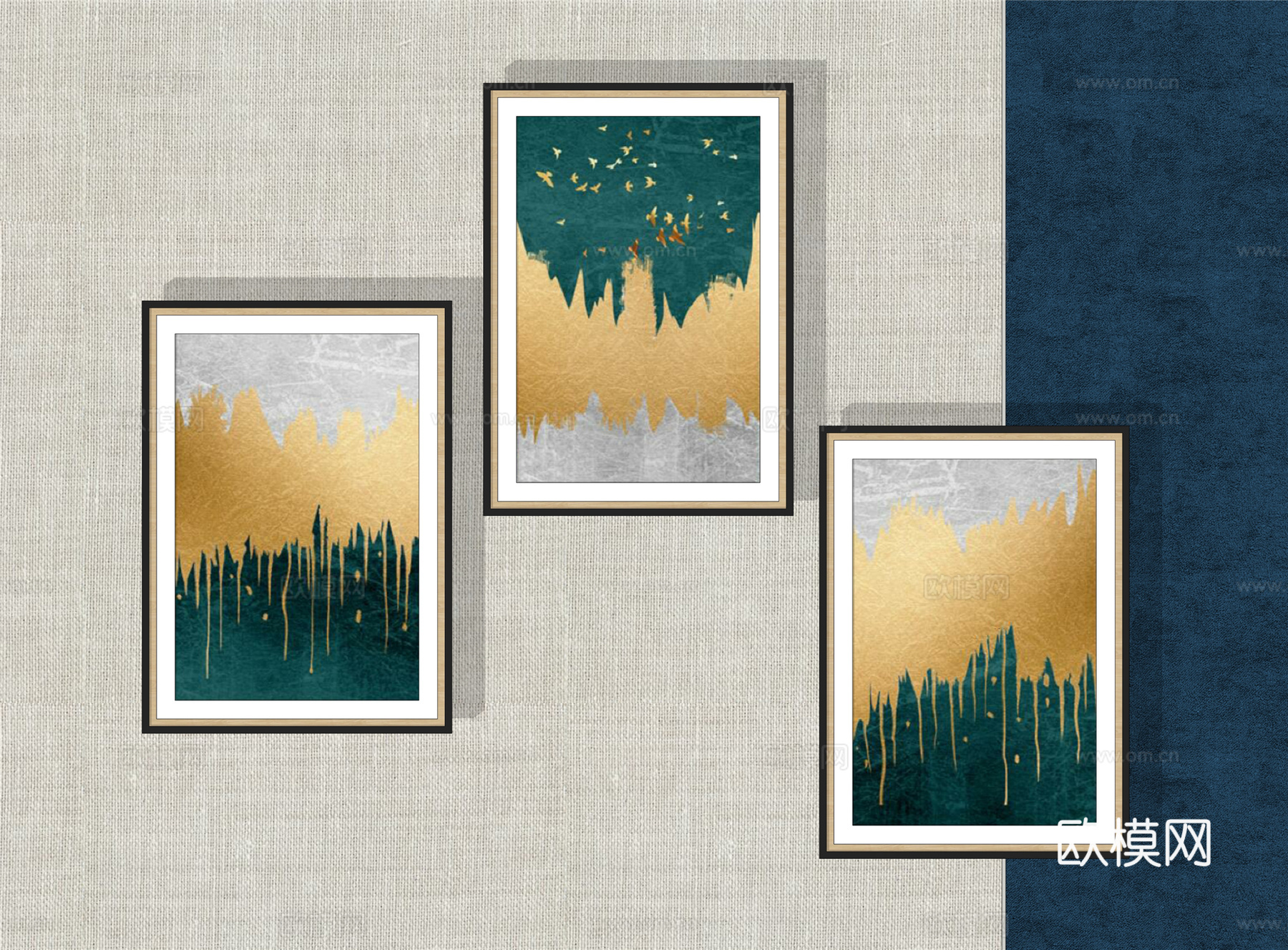 现代风景装饰画su模型下载