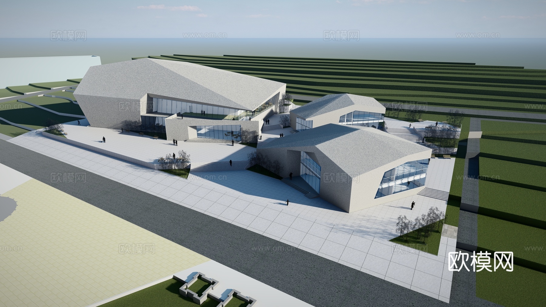 现代博物馆建筑外观su模型下载