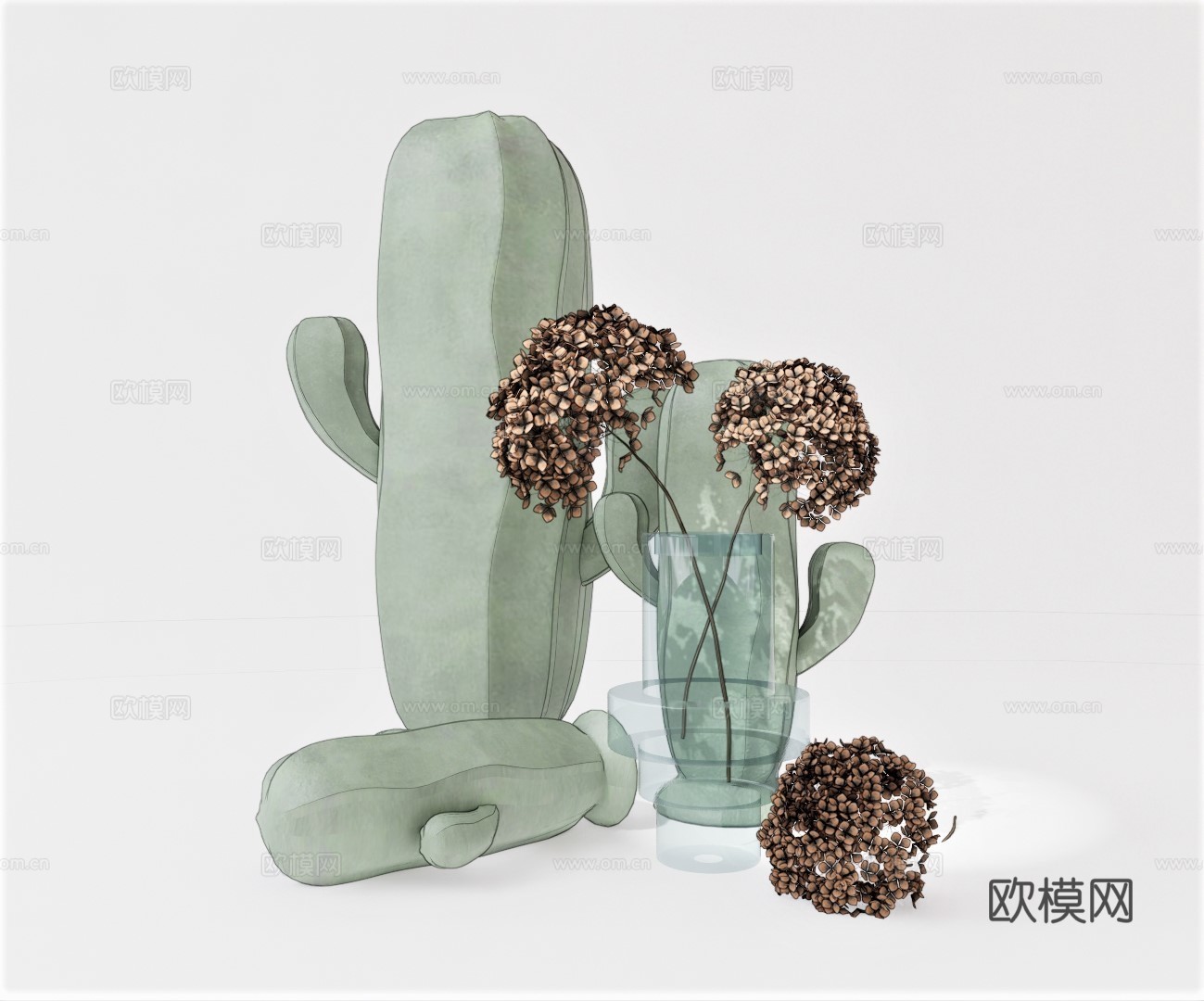 现代绿植花瓶摆件su模型下载