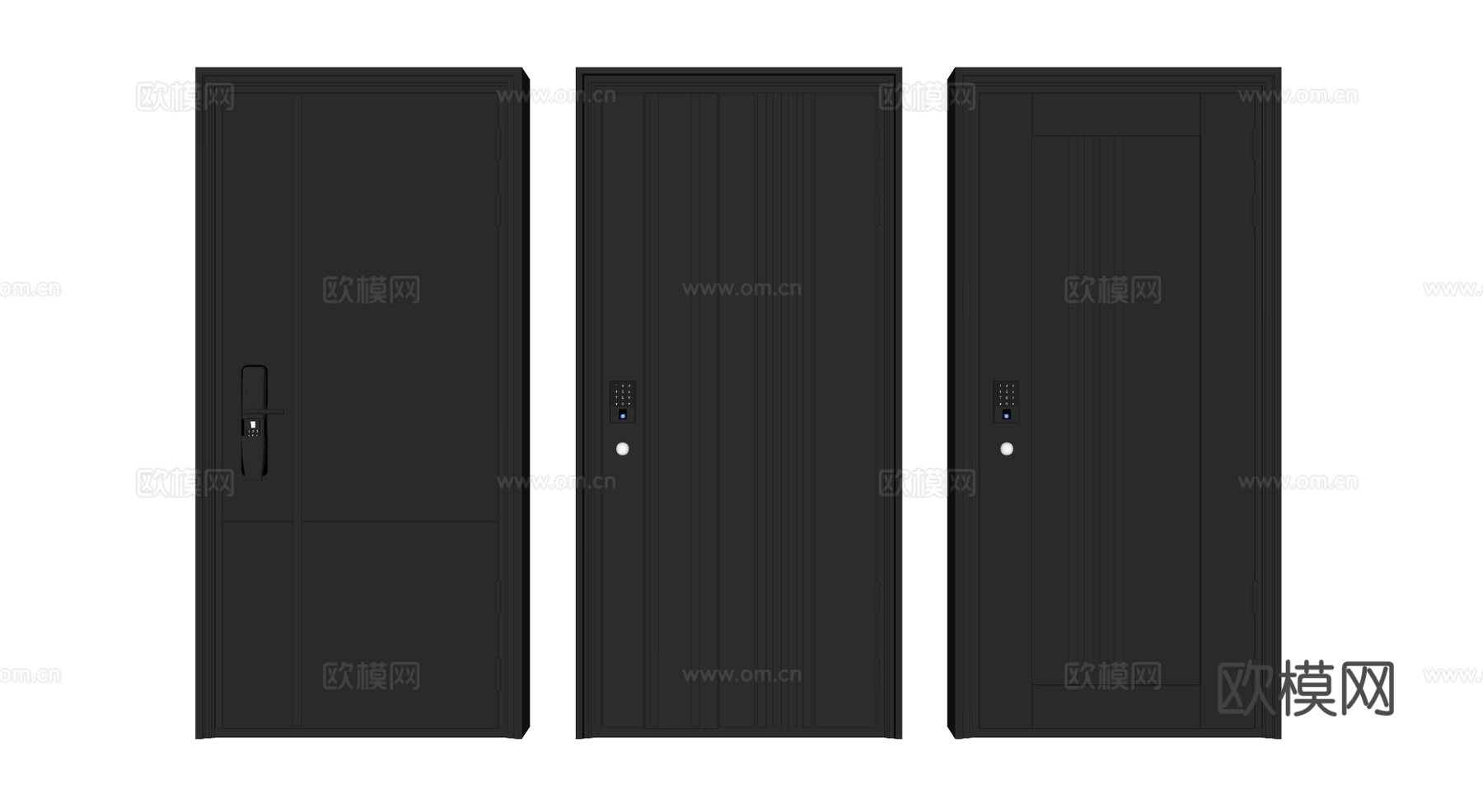 现代密码锁防盗门su模型下载