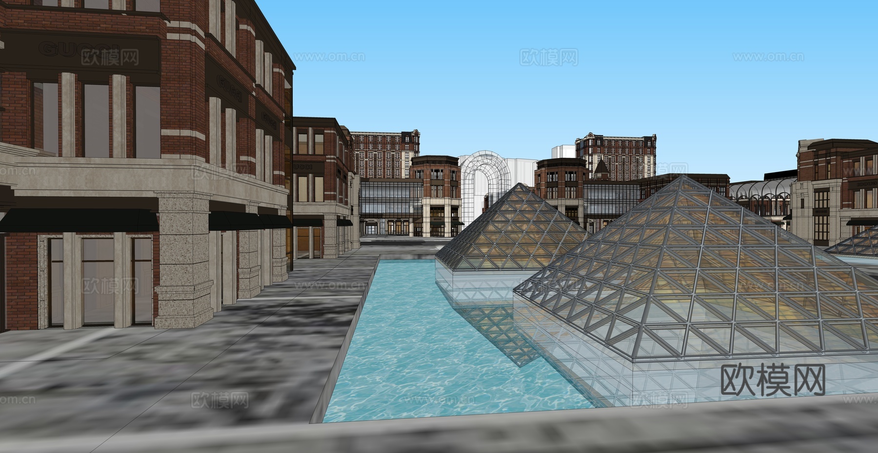 现代商业街su模型下载下载（渲染图3）