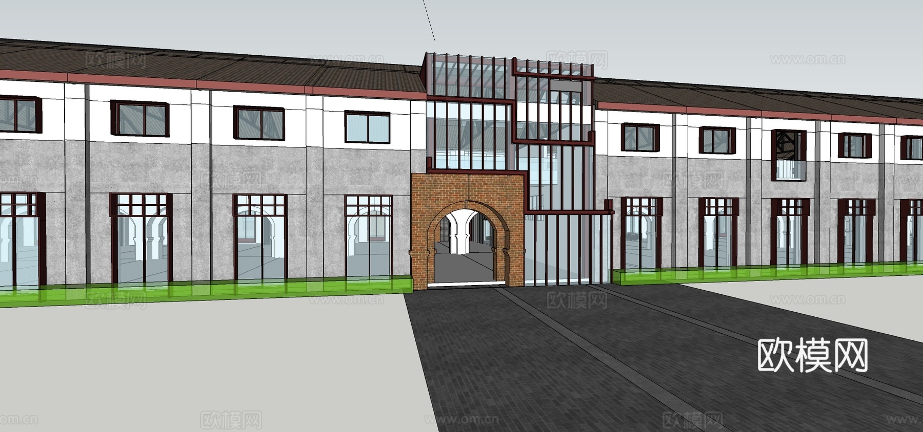 现代厂房建筑外观su模型下载