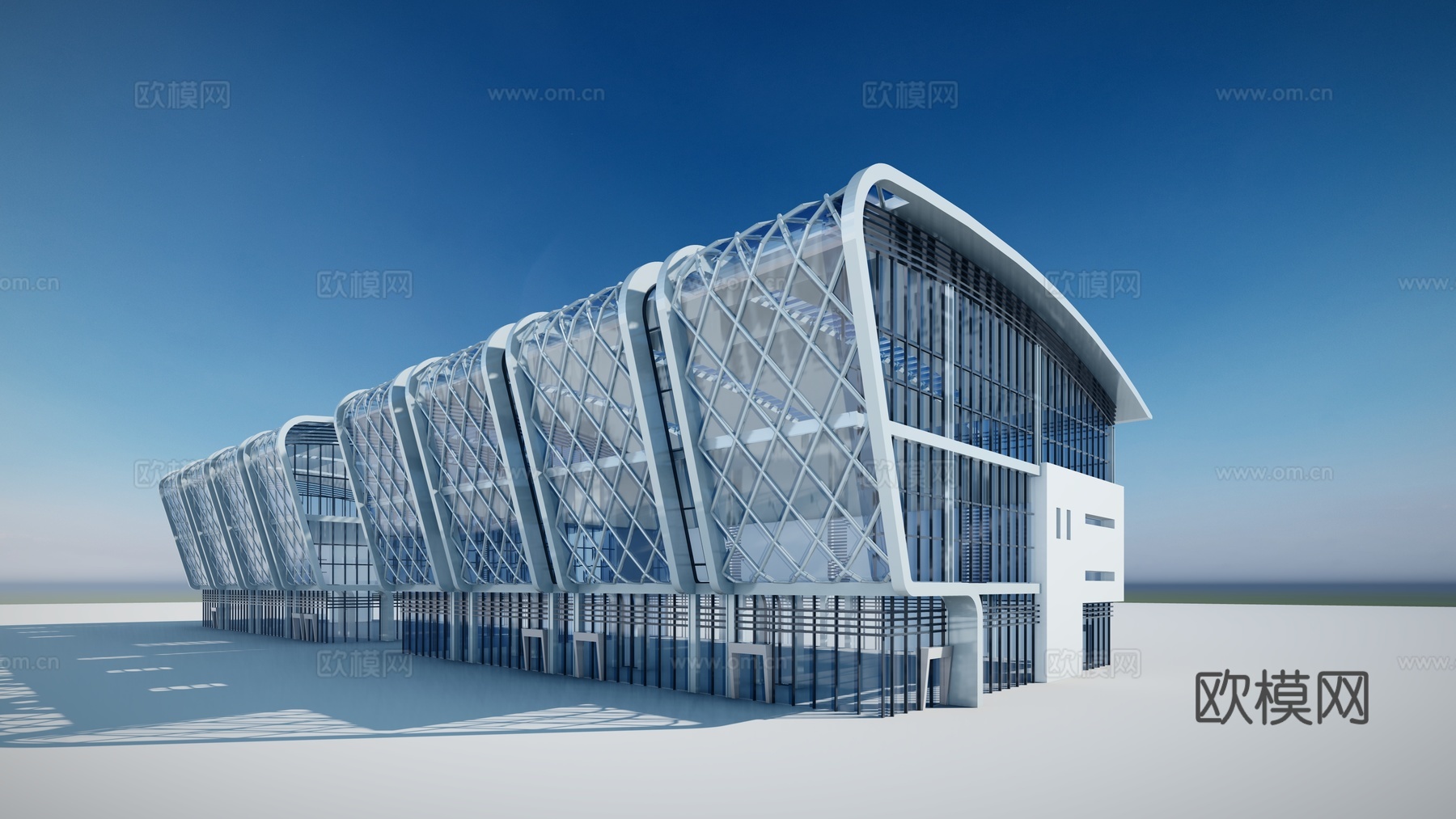 现代体育馆建筑外观su模型下载
