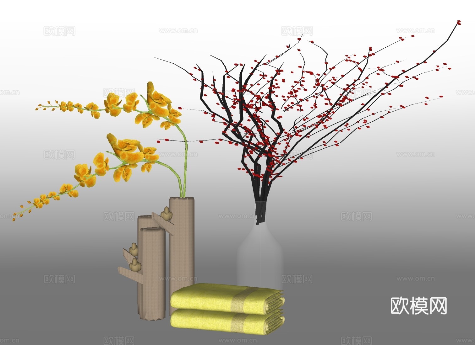 现代花瓶插花摆件su模型下载