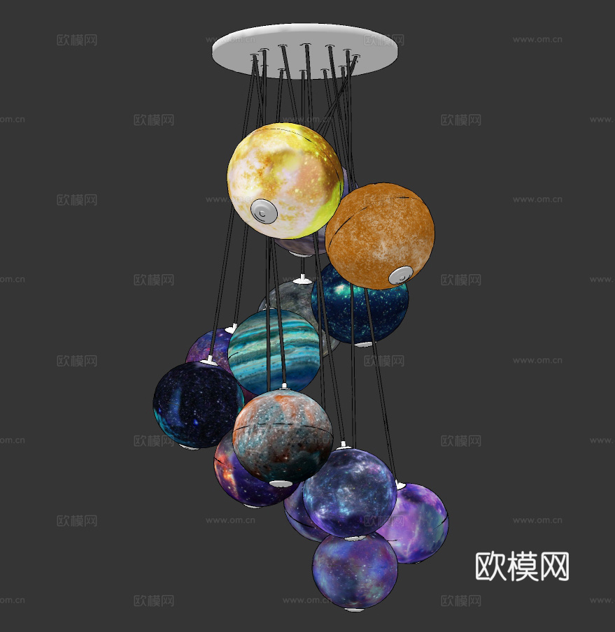 现代星球装饰灯su模型下载