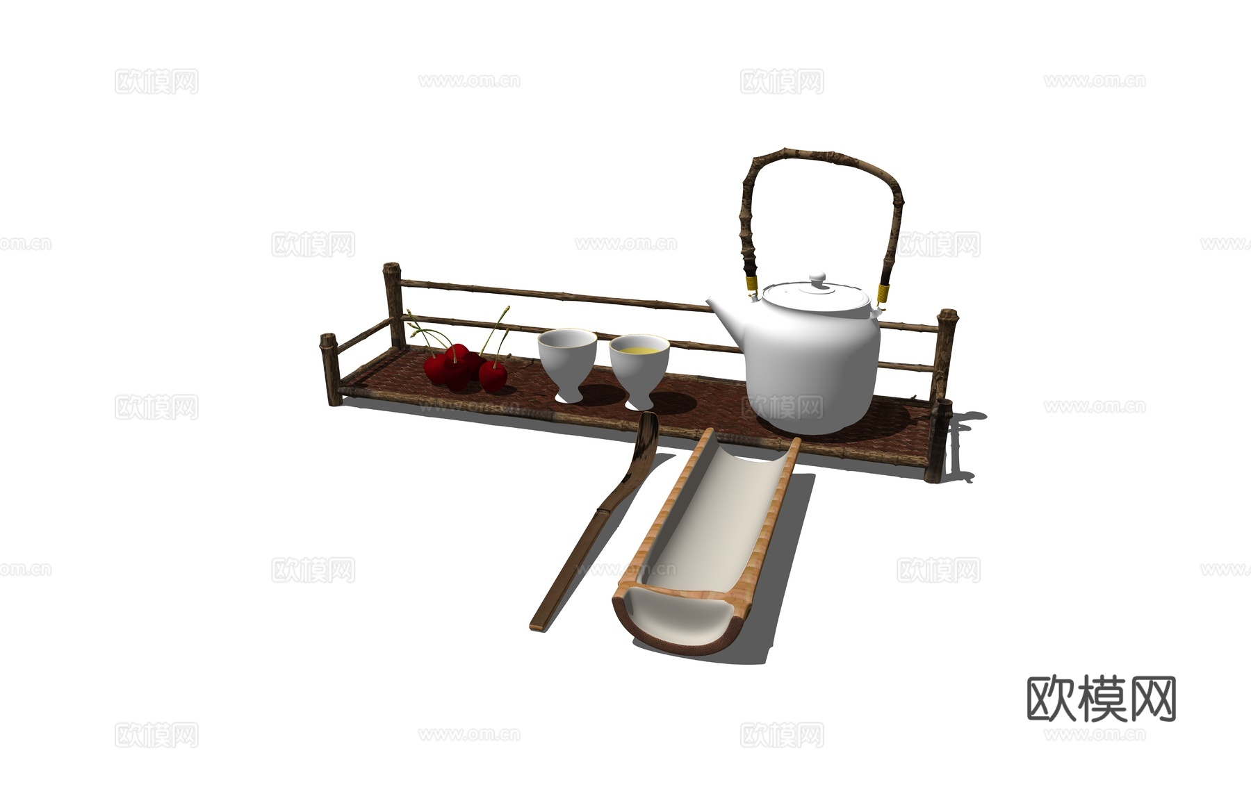 新中式茶壶茶具su模型下载