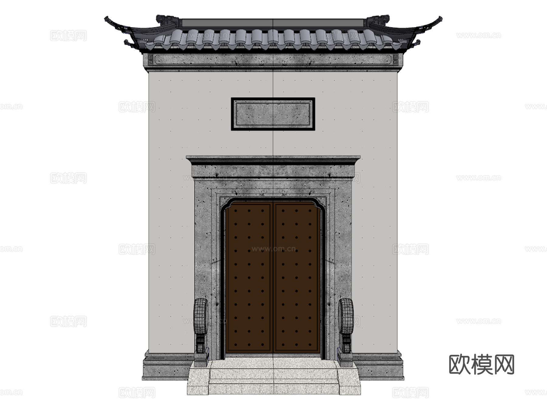 中式古建庭院门su模型下载