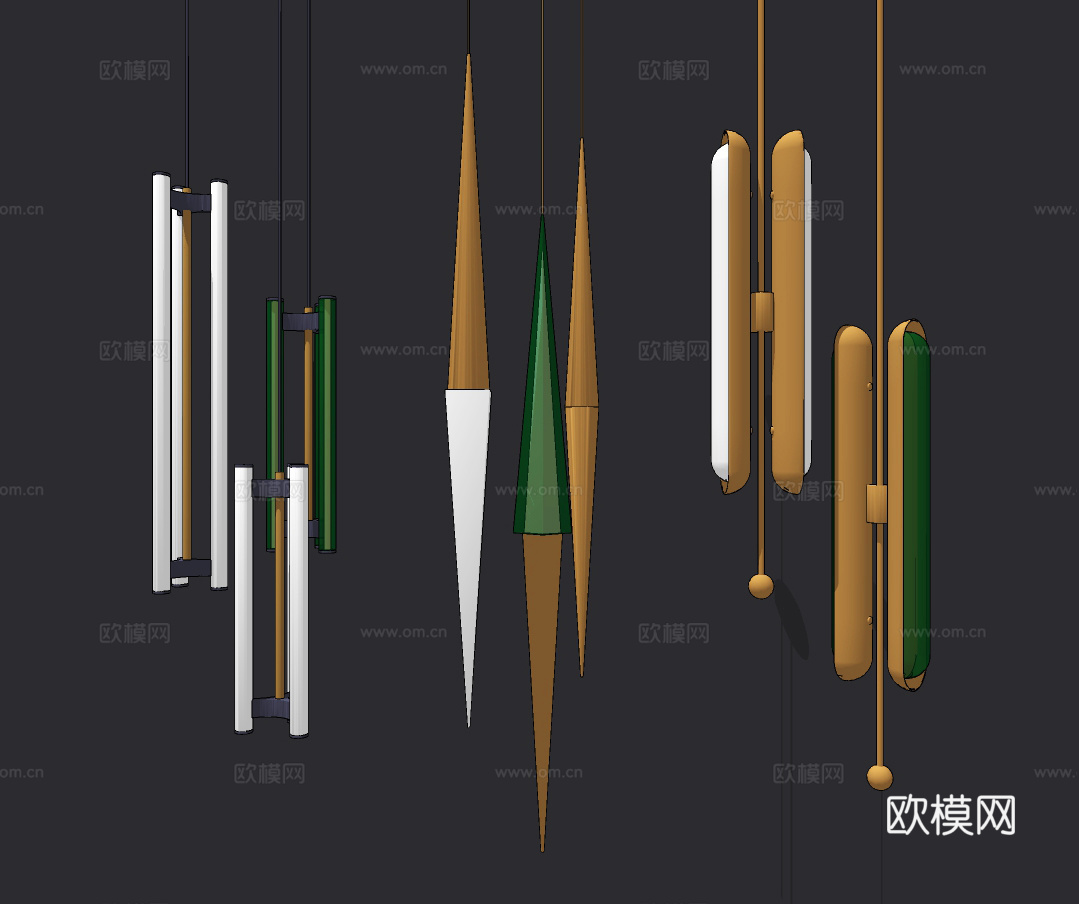现代金属小吊灯su模型下载