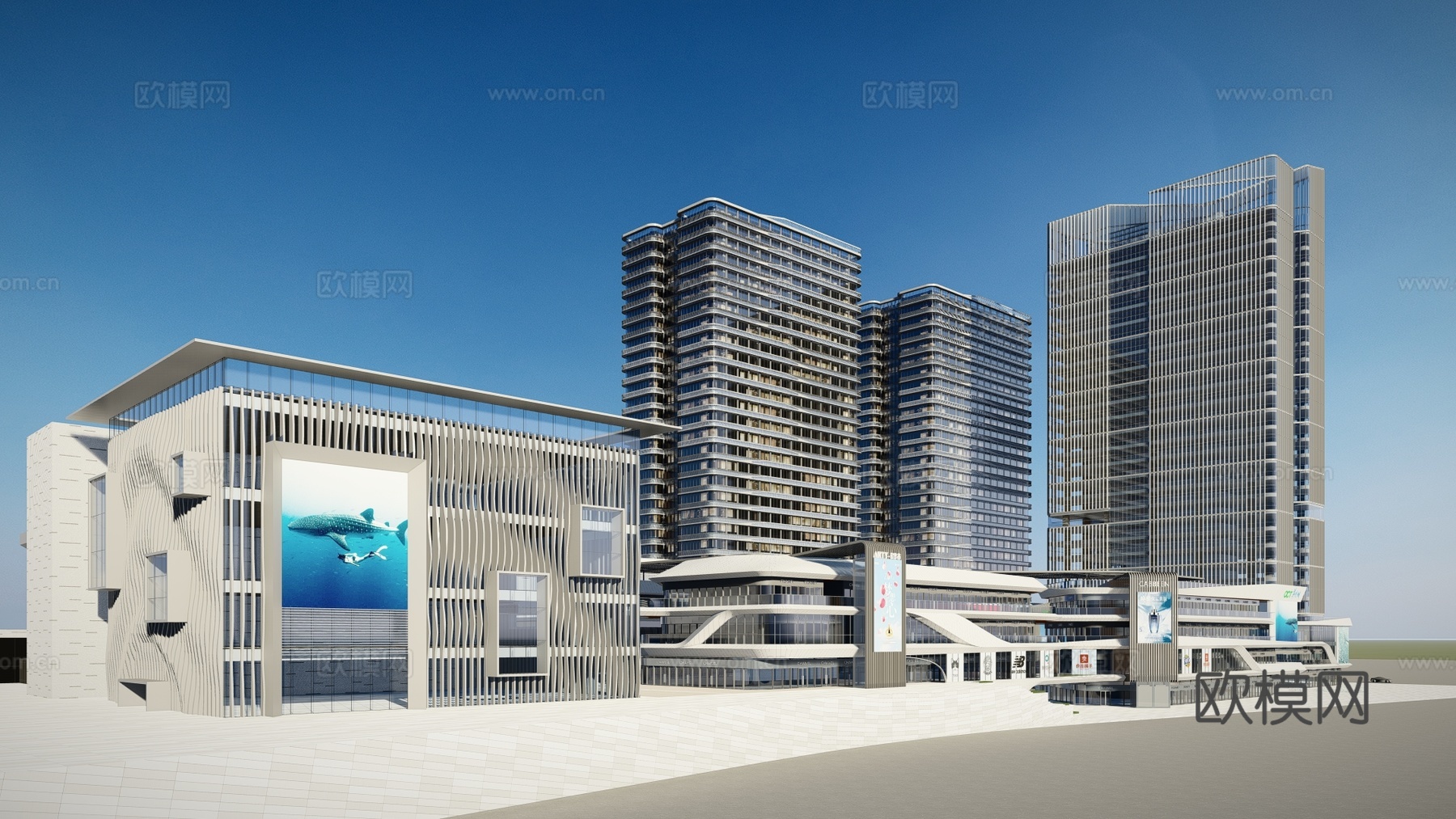 现代商业综合体外观su模型下载