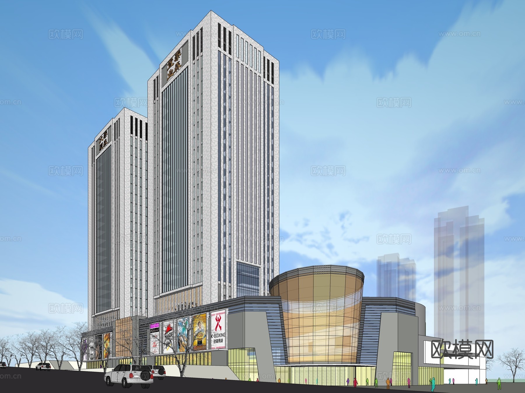 现代商业综合体建筑外观su模型下载