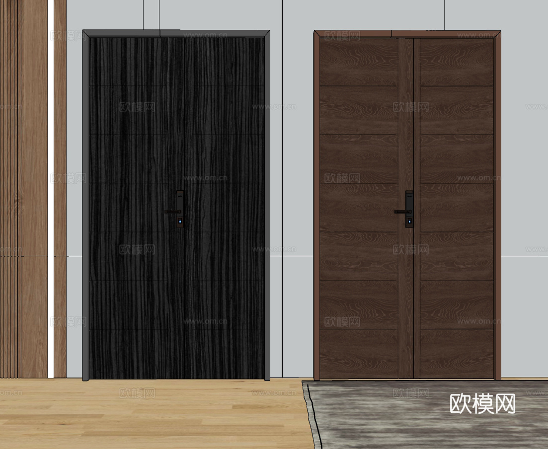 现代密码防盗门su模型下载