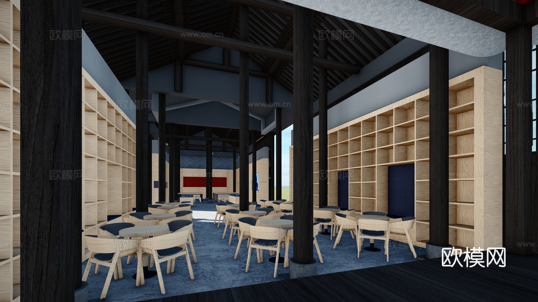 新中式展厅展馆休息区su模型下载