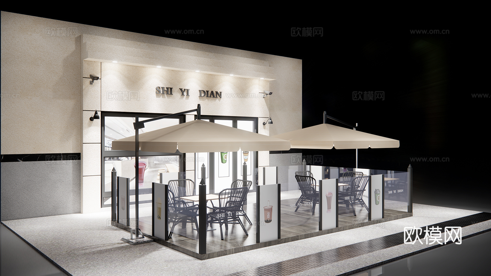 现代奶茶店su模型下载
