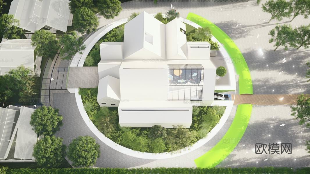 现代售楼处建筑外观su模型下载