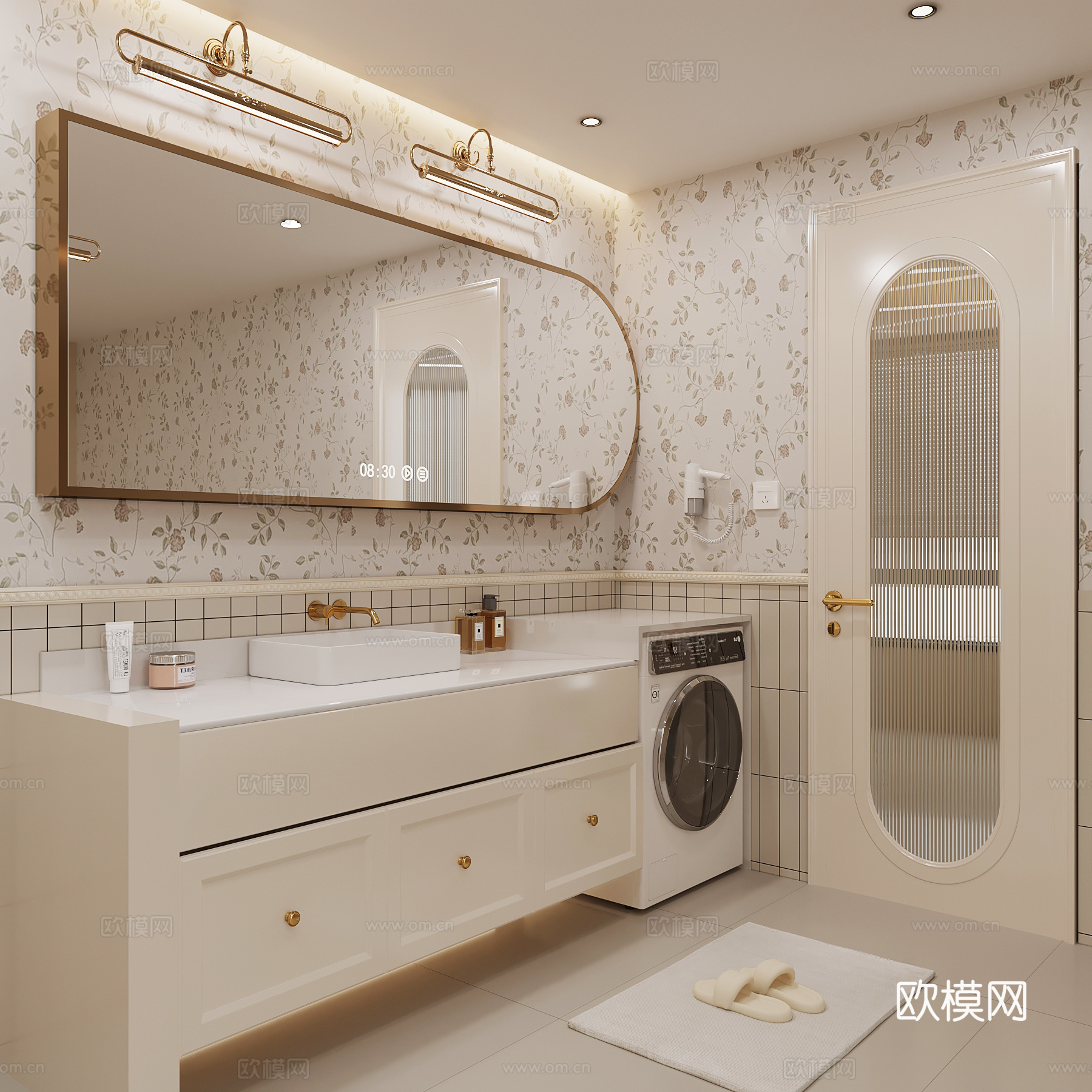 012浴室柜 法式奶油浴室柜3d模型
