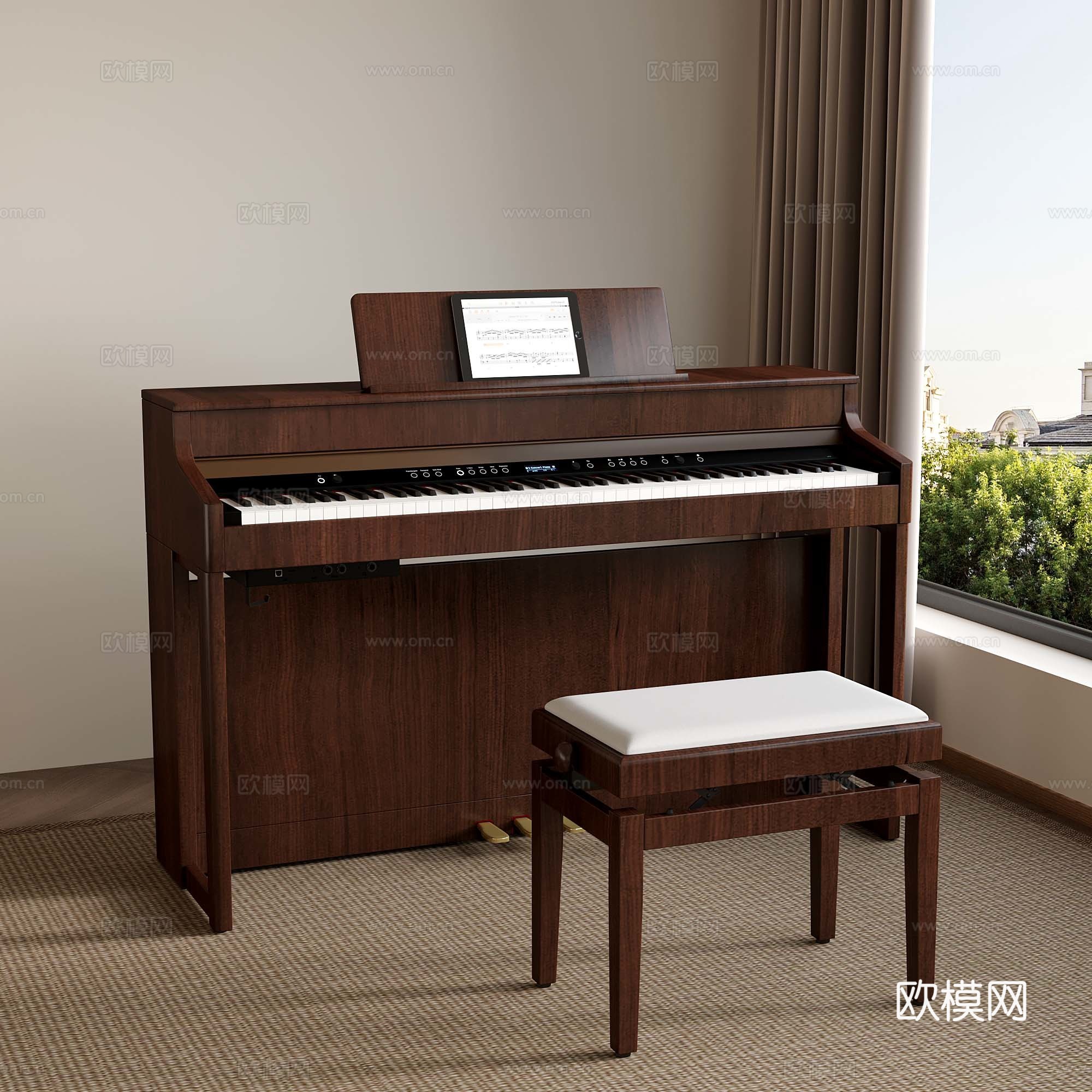 28新中式钢琴su模型