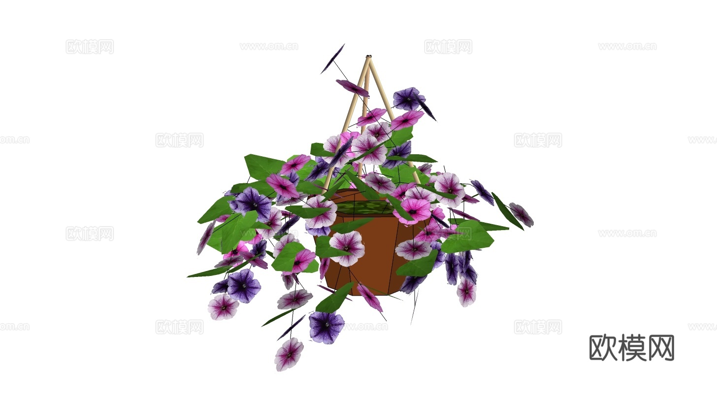 现代花草盆栽su模型下载