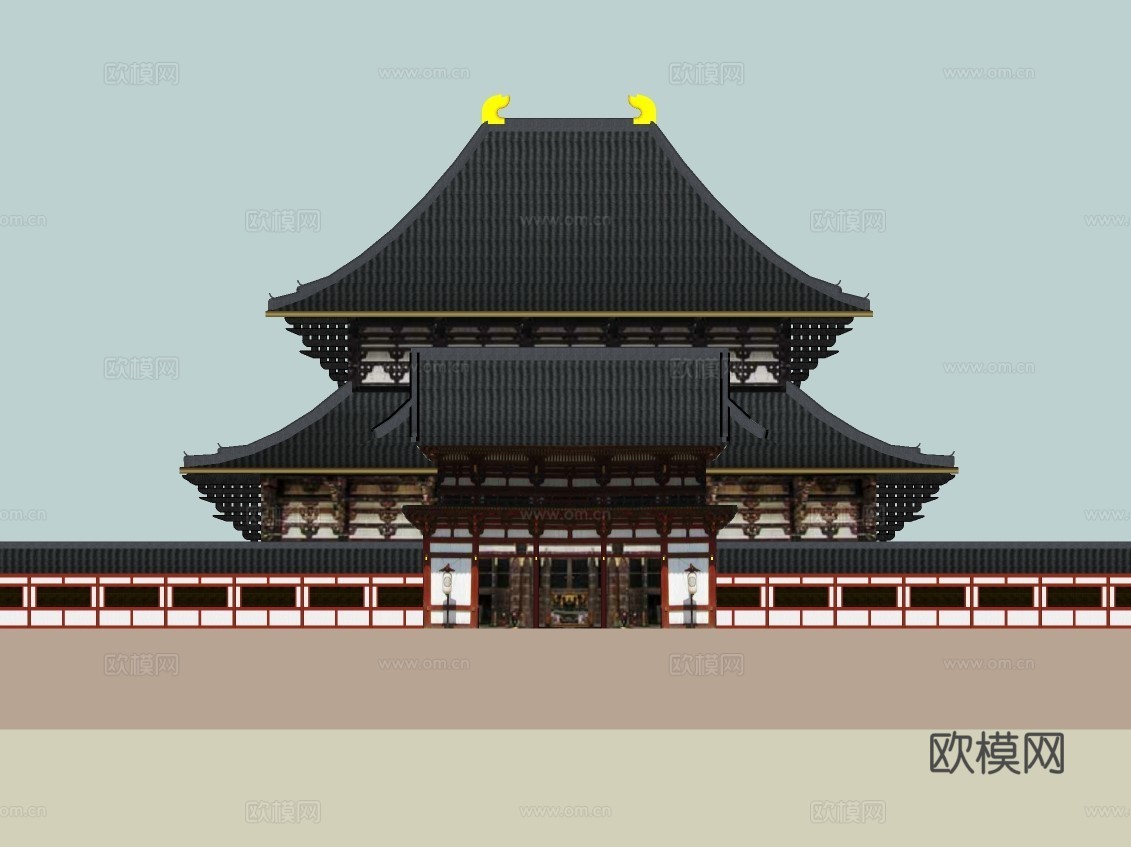 中式古建宫殿su模型下载