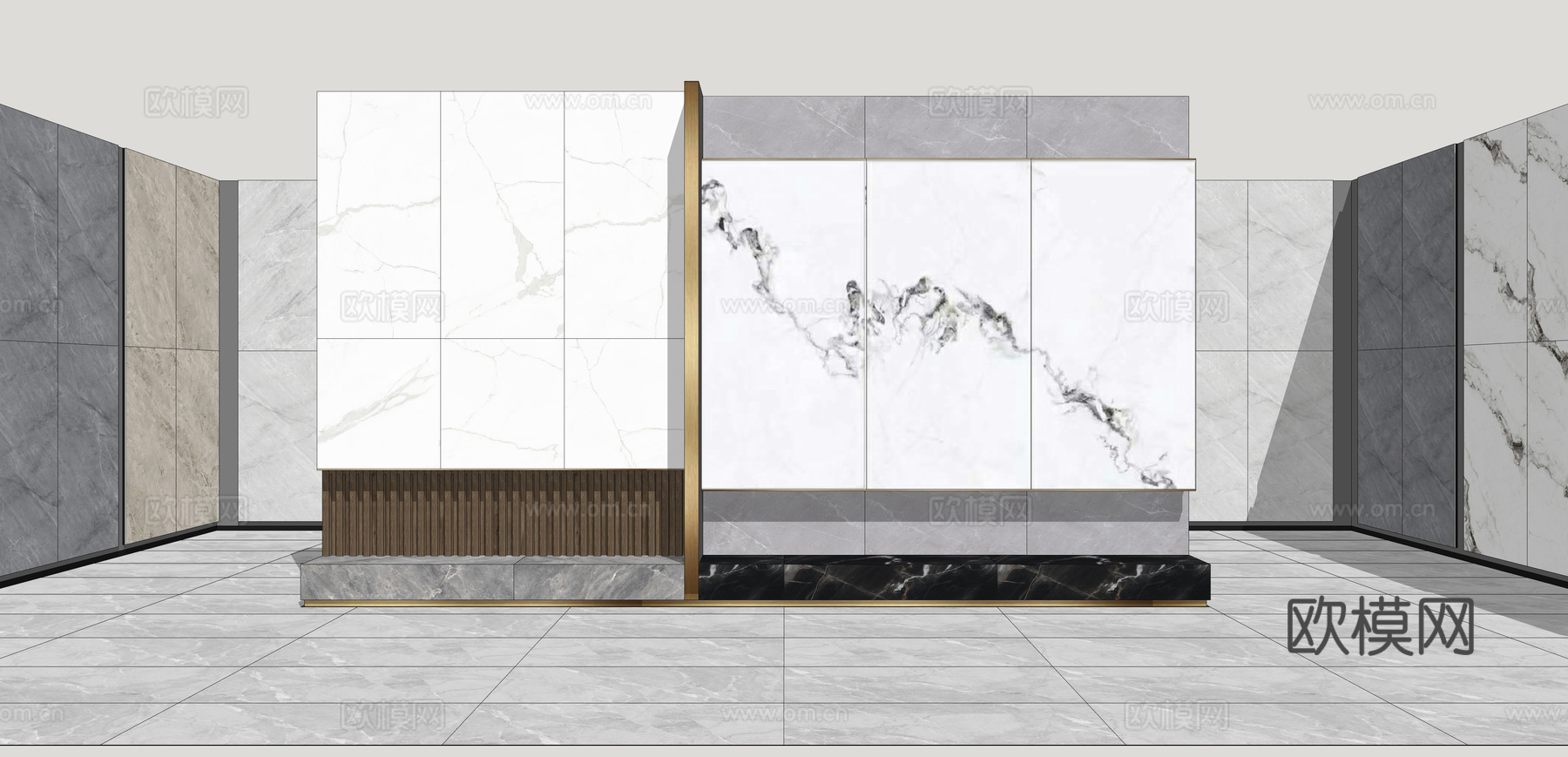 现代瓷砖展厅su模型下载