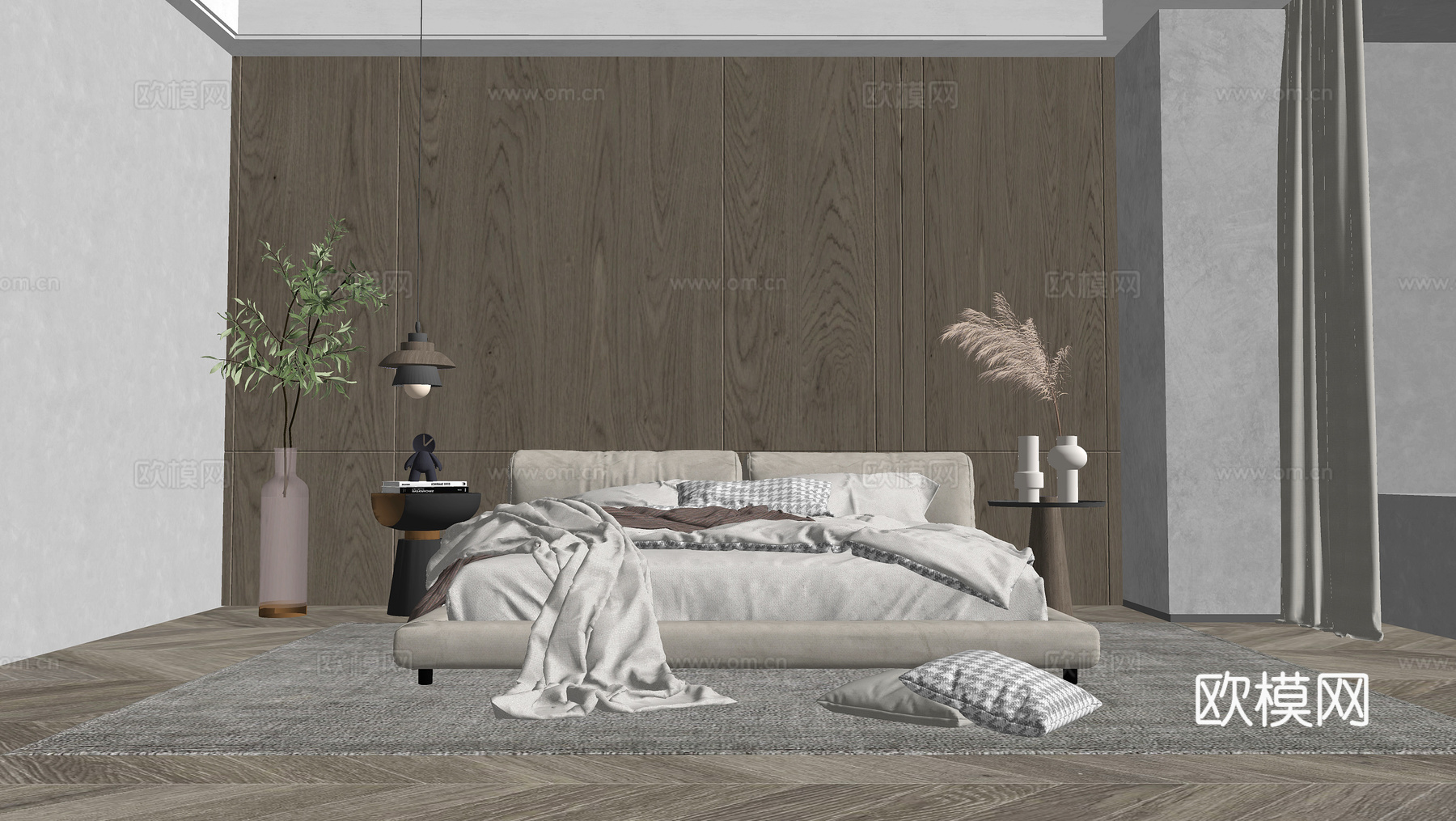 现代卧室su模型下载