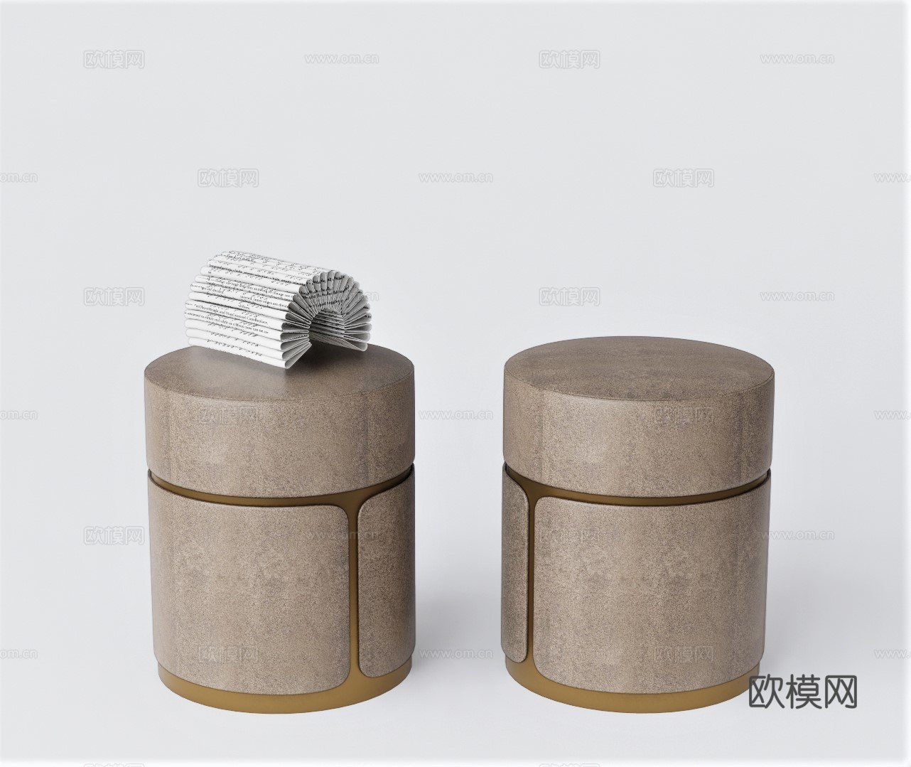 现代布艺沙发凳su模型下载