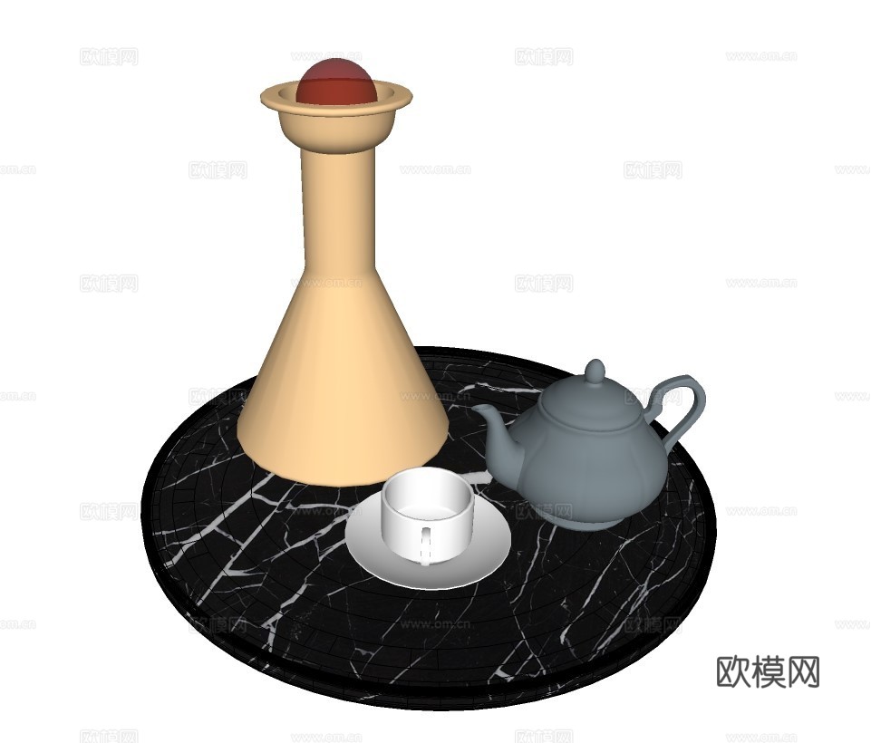 现代茶壶托盘su模型下载