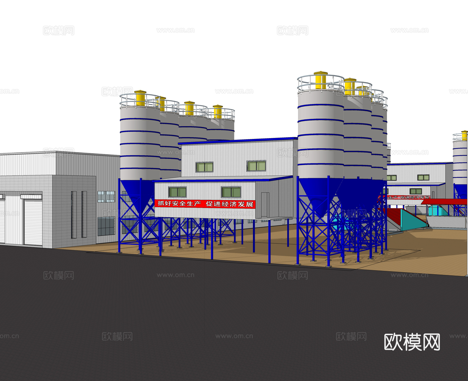 现代厂房建筑外观su模型下载