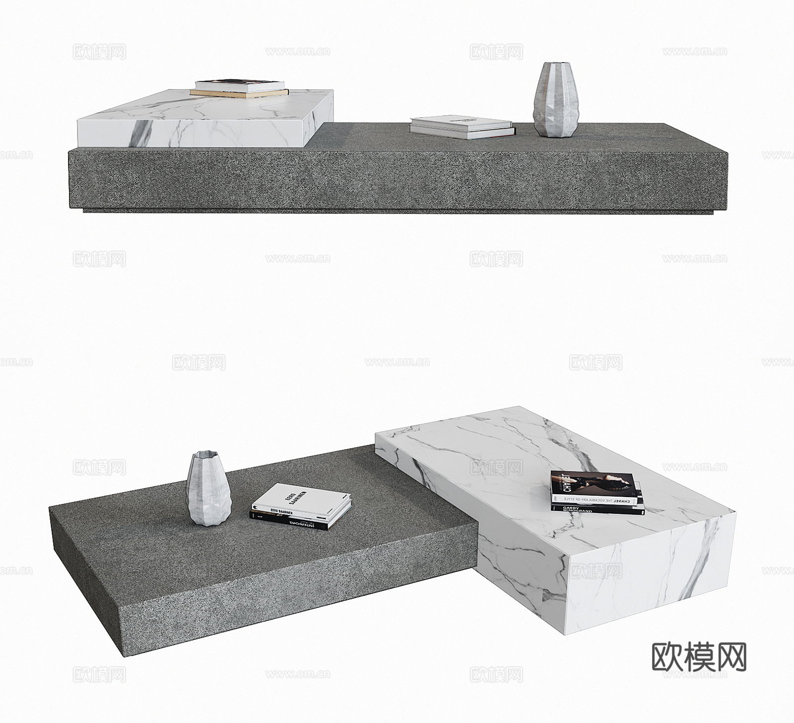 现代大理石茶几su模型下载