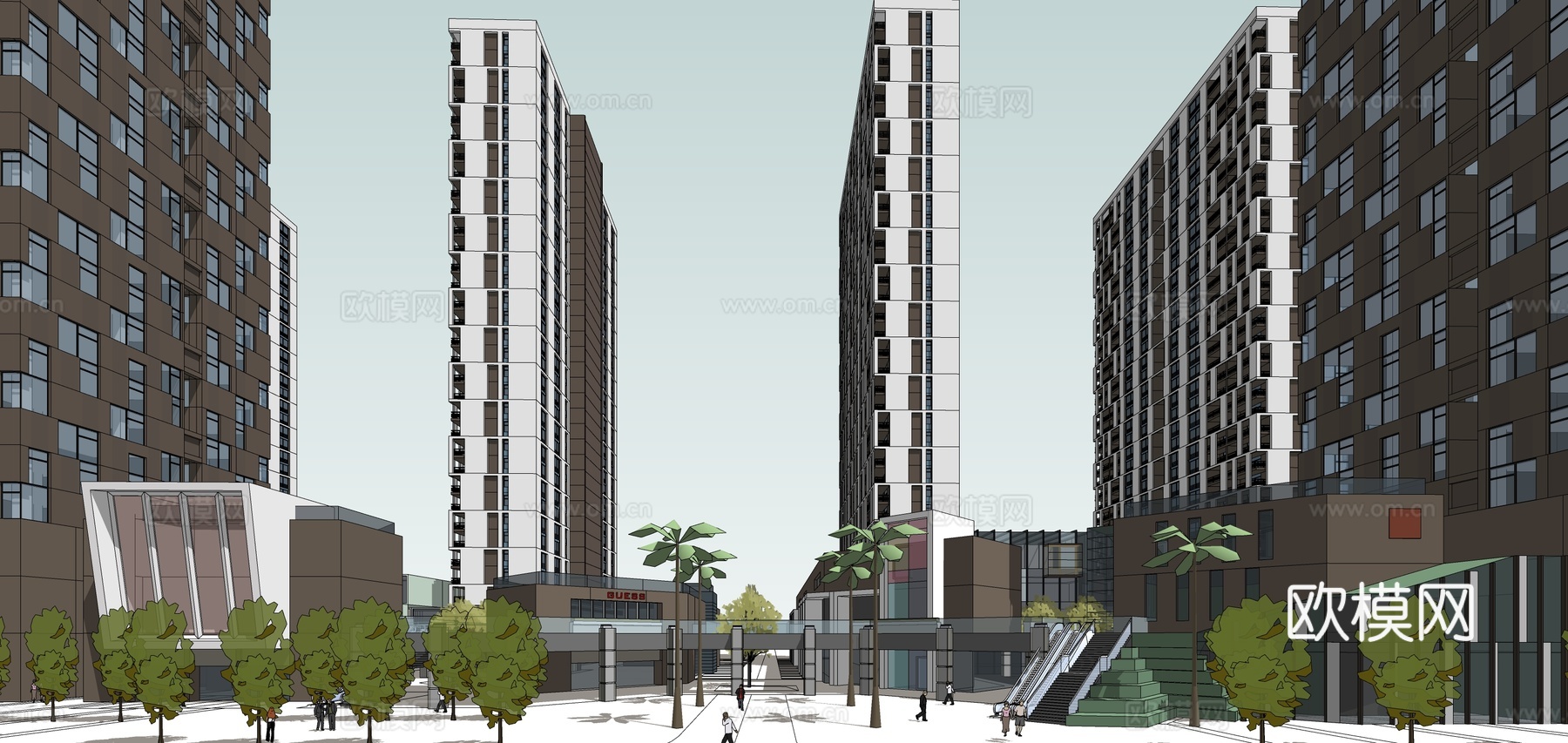 现代商住综合楼su模型下载