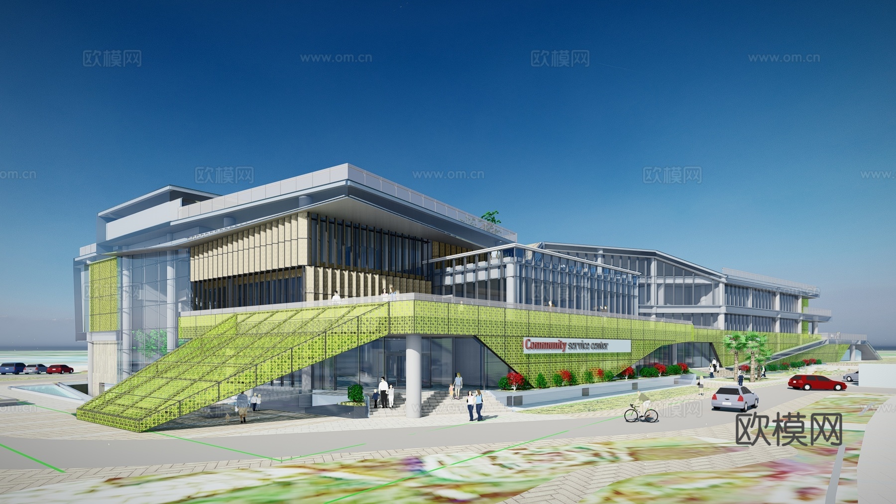 现代大型商场建筑外观su模型下载