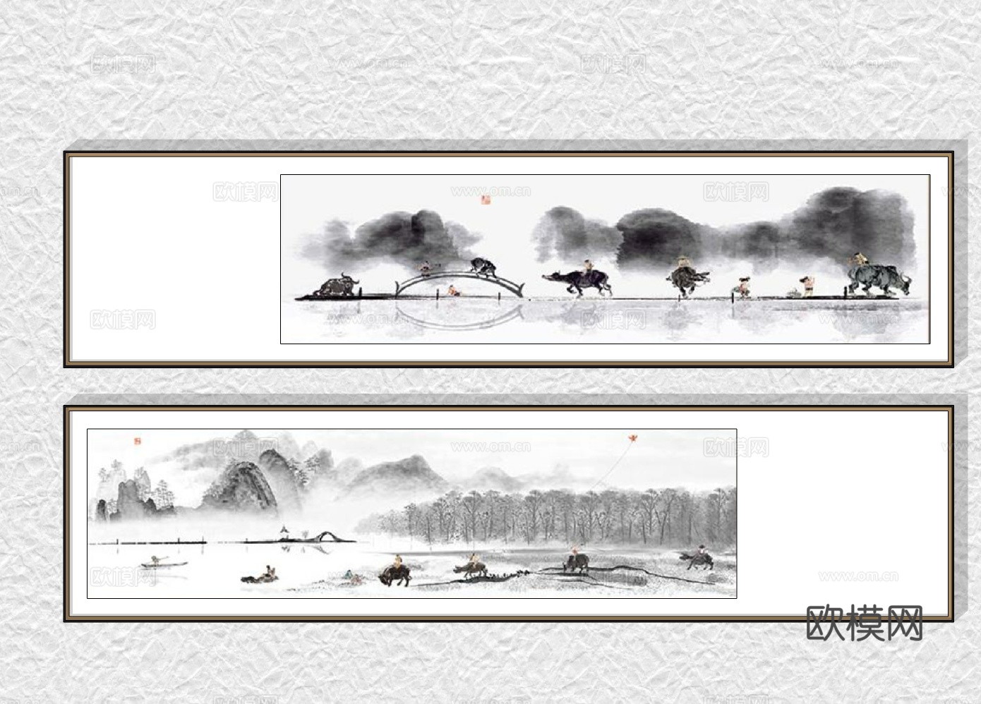新中式水墨挂画su模型下载