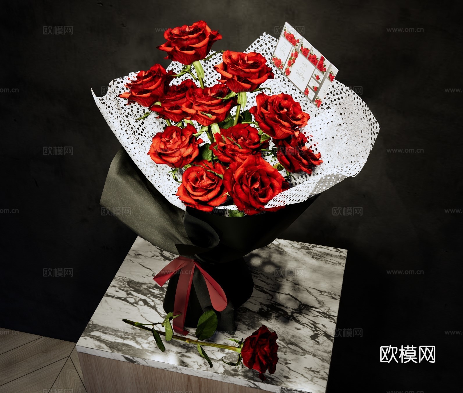 现代花艺 玫瑰花束 红玫瑰花束 情人节花束 玫瑰手捧花 红玫su模型