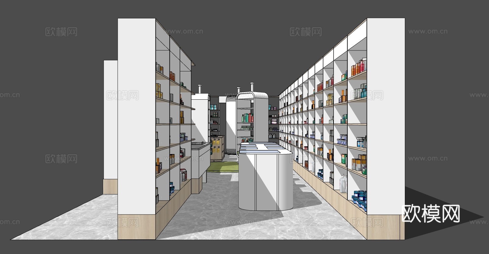 现代零售店展柜货架su模型下载