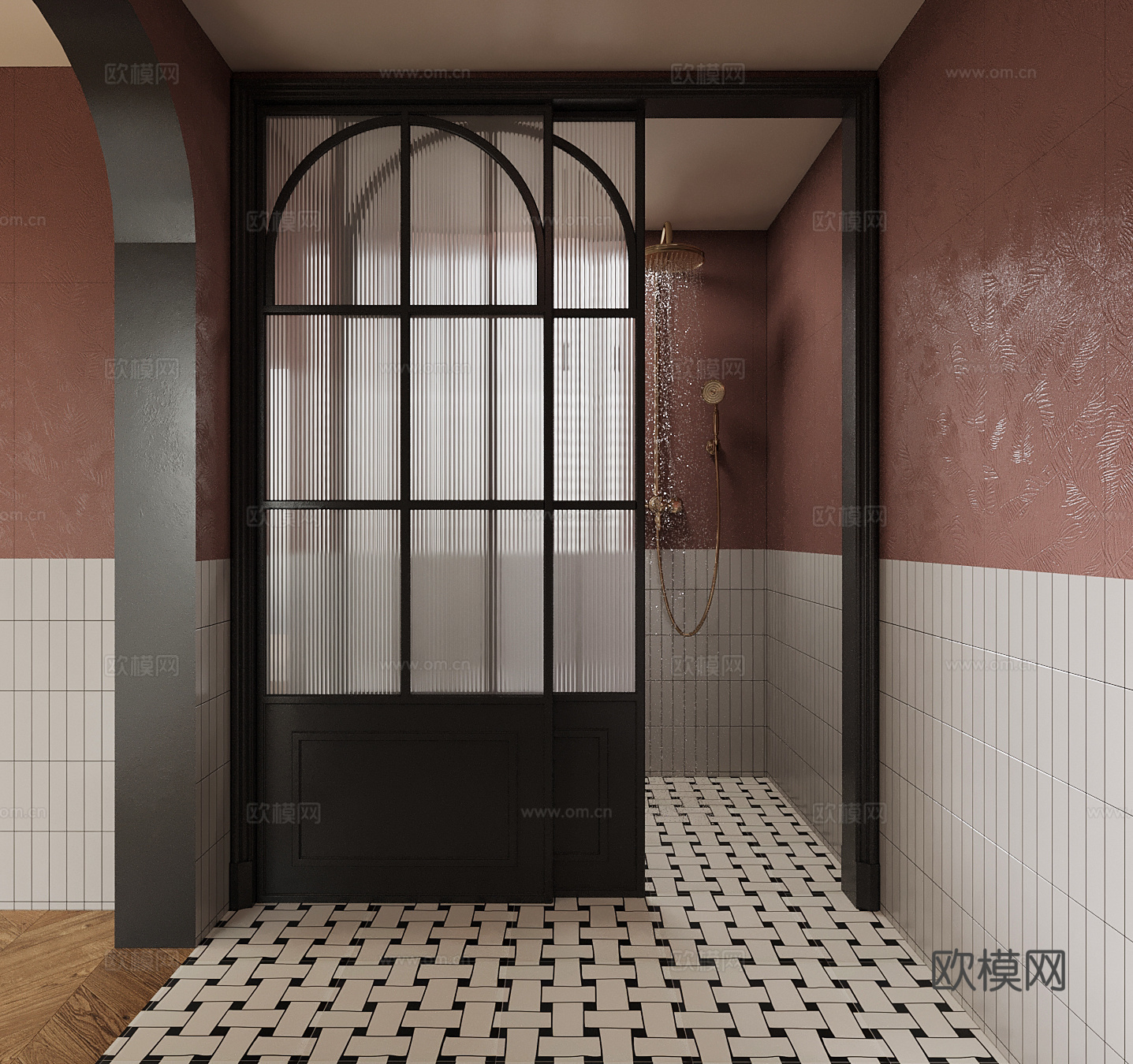 01法式卫生间 推拉门 移门3d模型