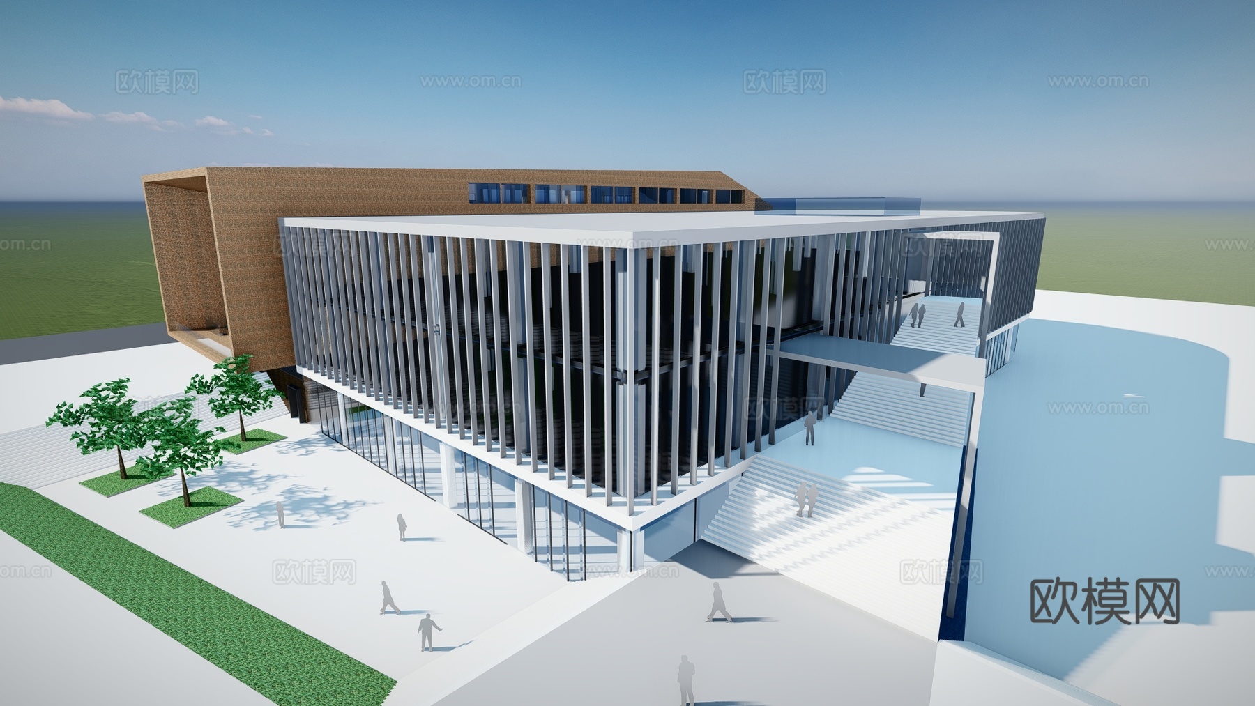 现代博物馆建筑外观su模型下载