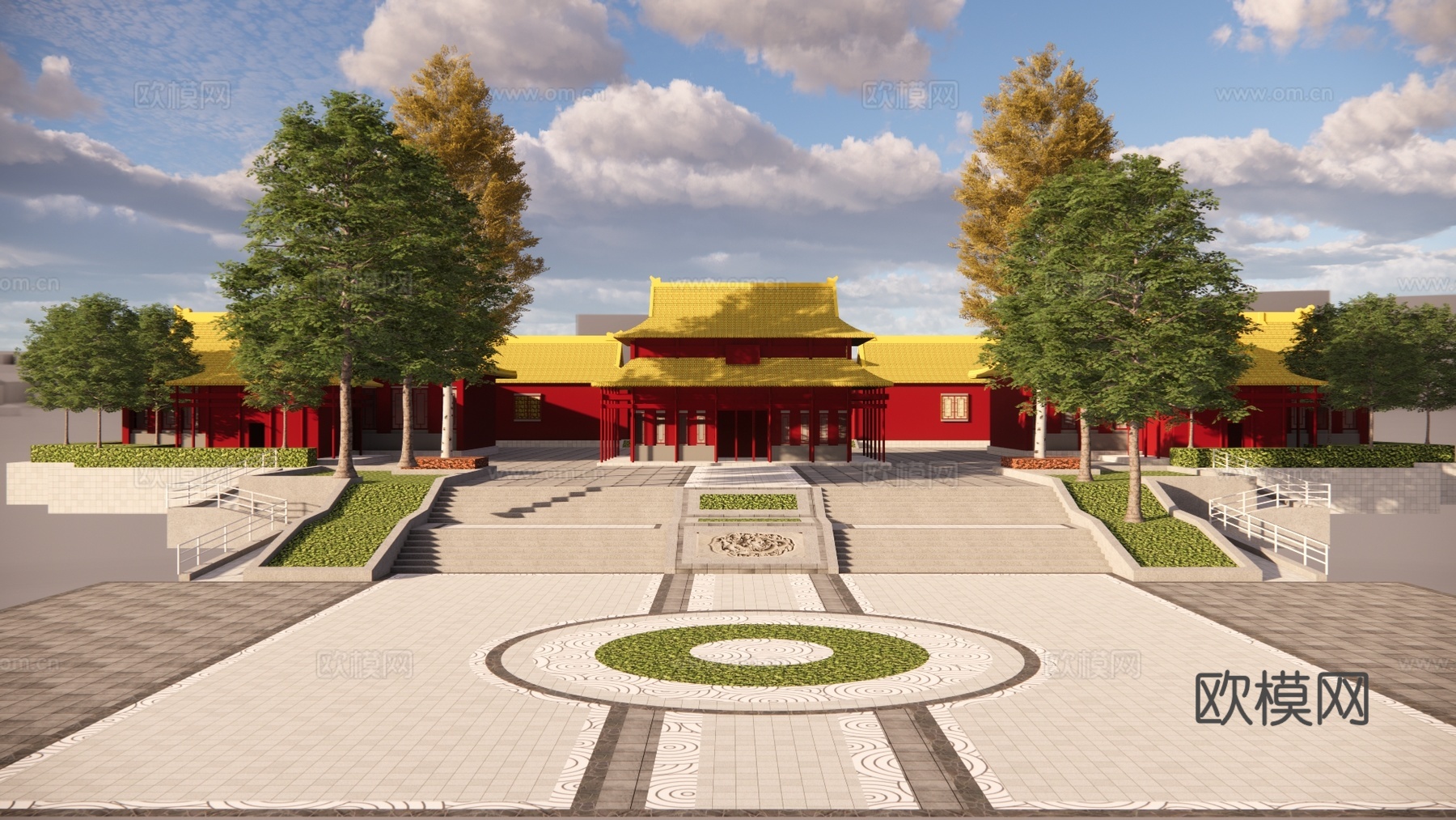 中式古建宫殿su模型下载