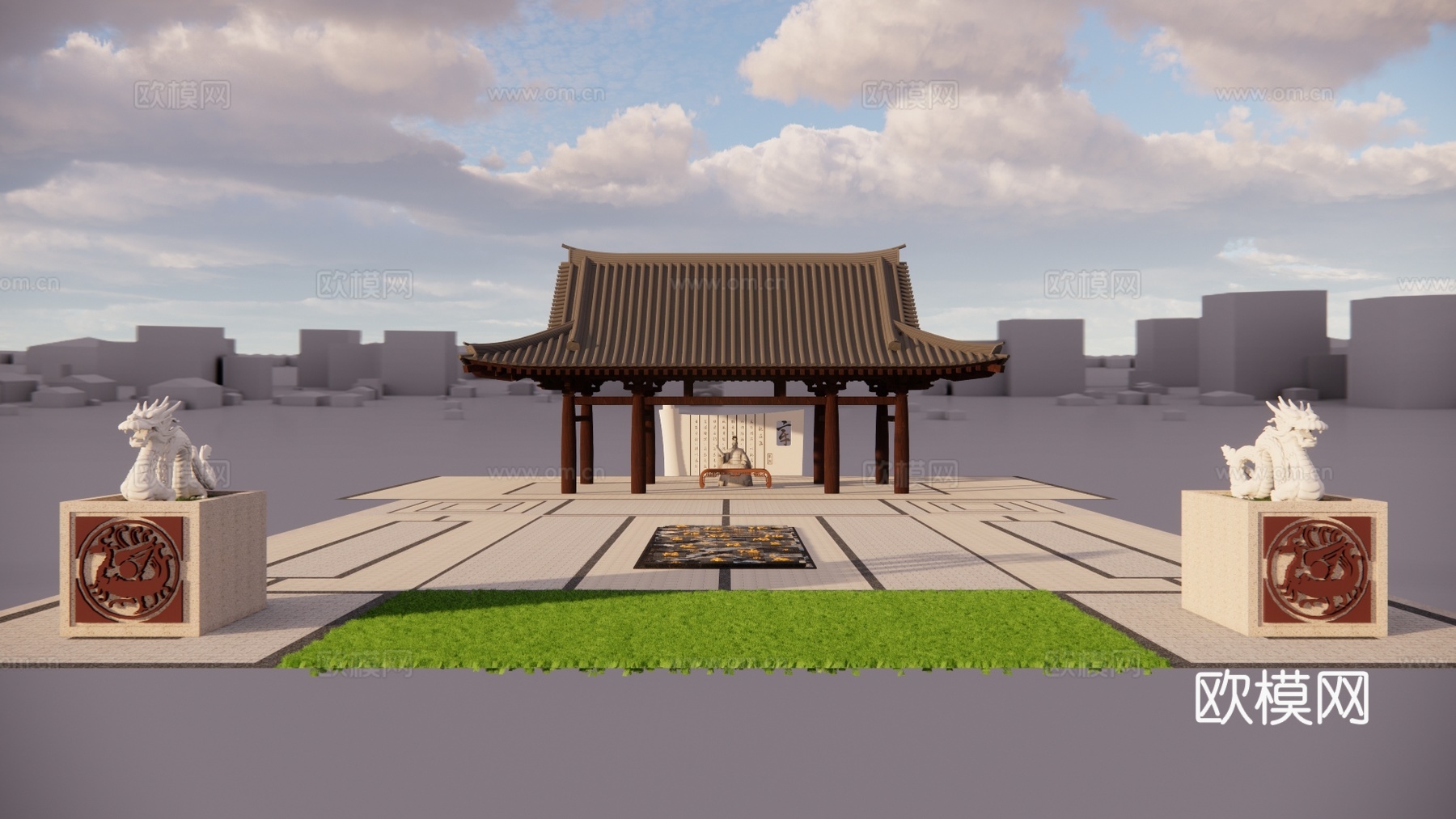 中式古建景观亭su模型下载